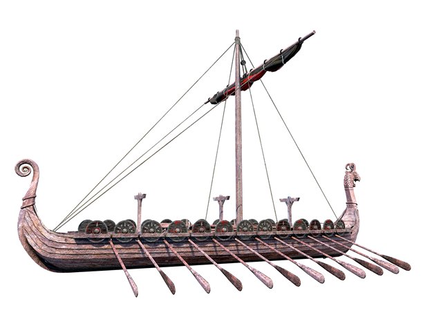 维京海盗船 3D插画图片下载