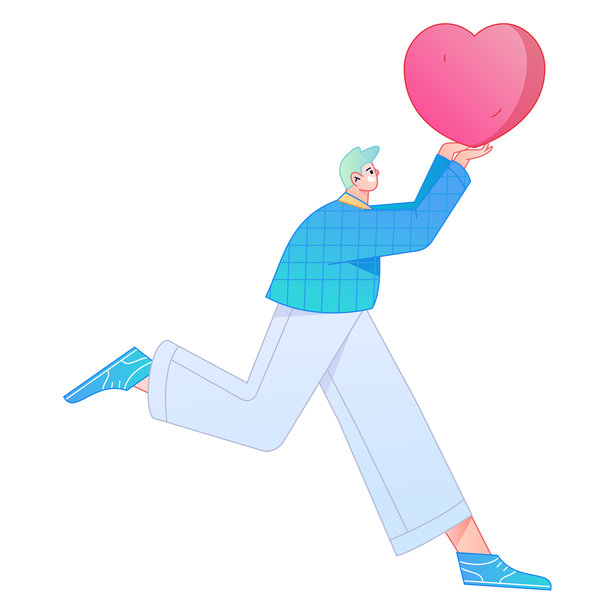 一位人物手捧爱心，象征着分享关爱的浮雕插画图片下载