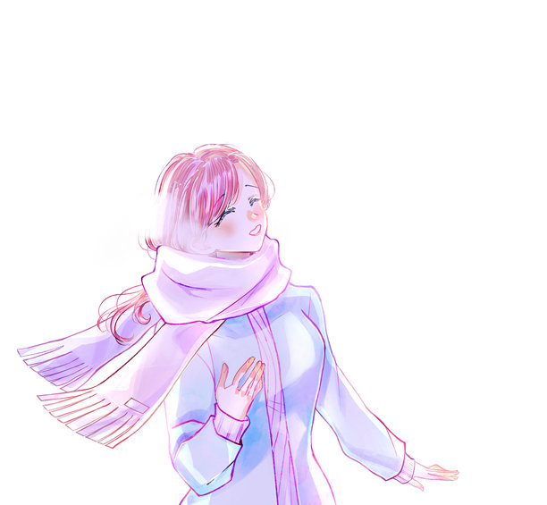 一位美丽快乐的冬日女性插画图片下载