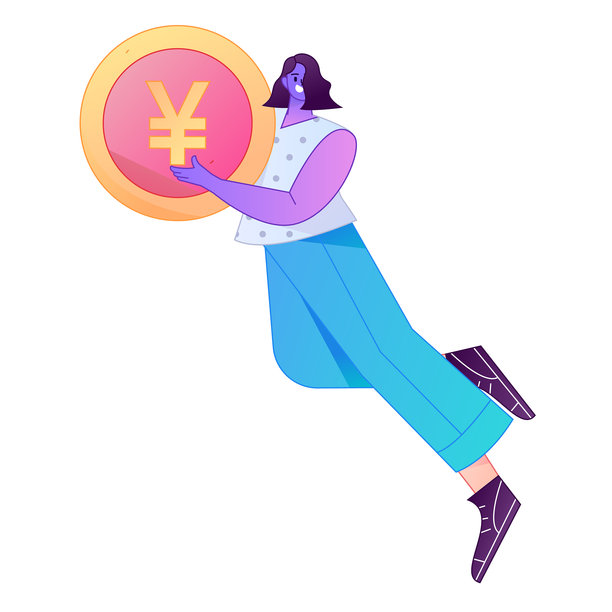 专业素描插画：一个人体模型手持金币，展示身体动作。图片下载