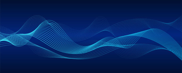 粒子波浪线设计。未来感圆点图案，深蓝色背景上的蓝色渐变。适用于网站、封面、手册、传单、演示文稿、横幅和矢量插画的现代抽象设计。图片下载