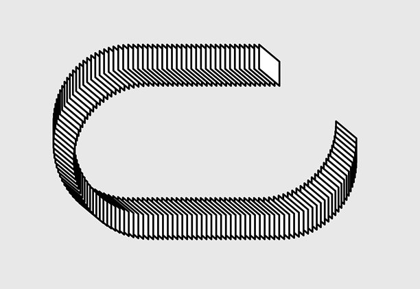 黑白3D曲线扭曲线条图案素材图片下载