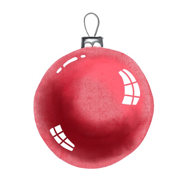 红色的圣诞装饰品。气泡的水彩插画。图片下载