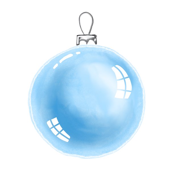 蓝色圣诞装饰球。气泡水彩插画。图片下载