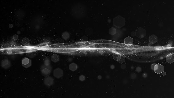 明亮的蓝色抽象几何科技动感波纹六边形背景 4K 素材图图片下载