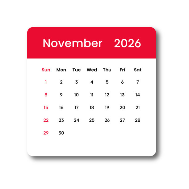 2026年11月日历，树叶，插画图片下载