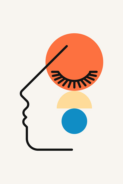 现代抽象人脸线条艺术插画图片下载