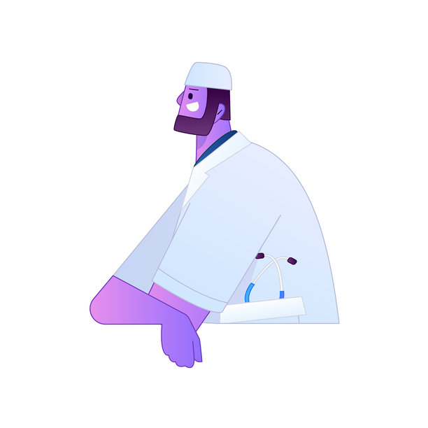 医生专业姿势医疗诊断咨询渐变扁平矢量插画健康服务姿势素材图片下载