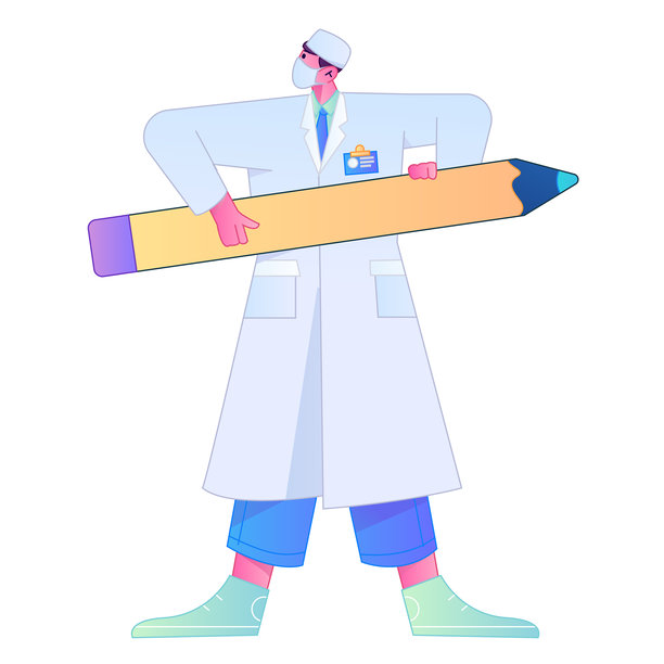 医生专业姿势 医疗诊断咨询 渐变扁平矢量插画 健康服务姿势素材图片下载