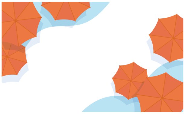 红色雨伞和水坑插画相框图片下载