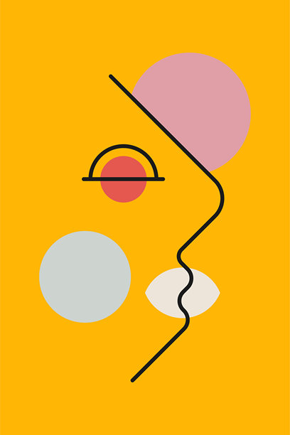 现代抽象人脸线条艺术插画图片下载