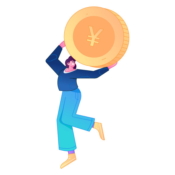 专业素描插画：一个人体模型手持金币，展示其身体动作。图片下载