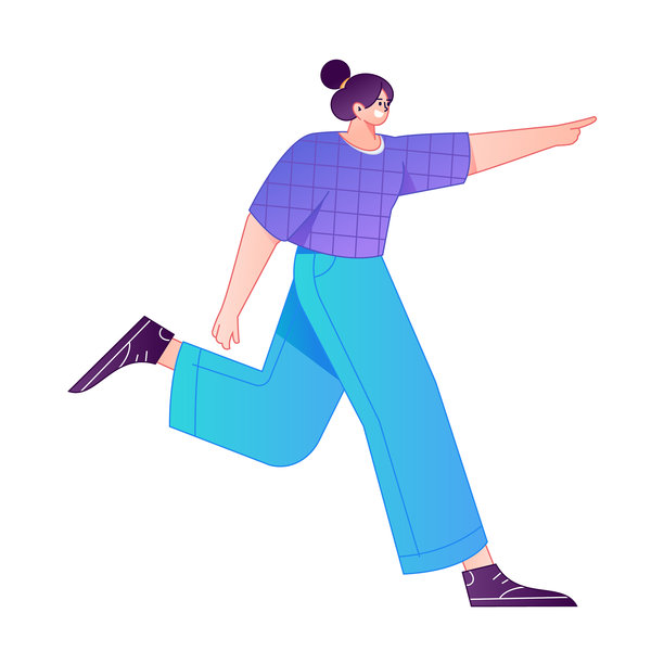 跑步人物矢量渐变插画图片下载