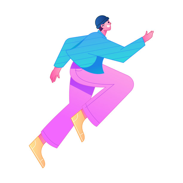 跑步人物矢量渐变插画图片下载