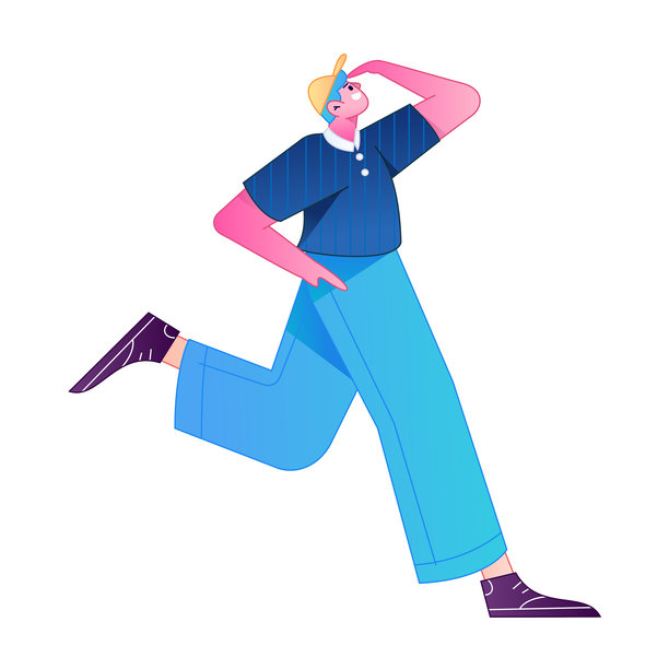 跑步人物矢量渐变插画图片下载