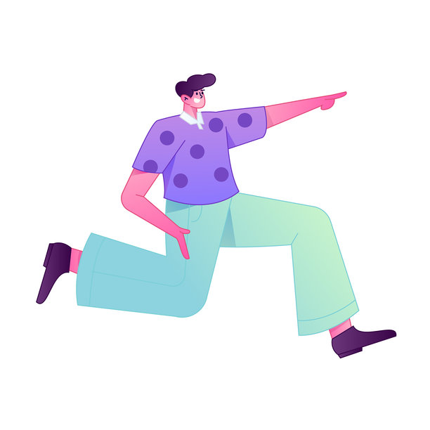 跑步人物矢量图，扁平渐变插画图片下载