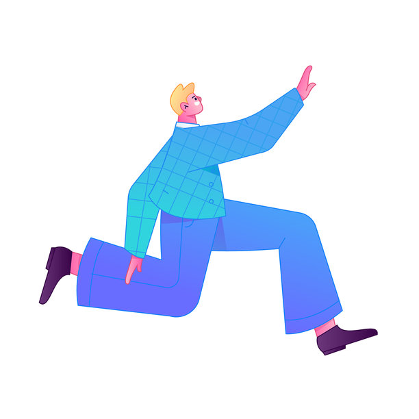 跑步人物矢量渐变插画图片下载