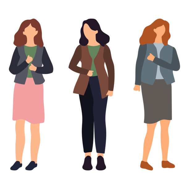 三位身着职业装的女性插画图片下载
