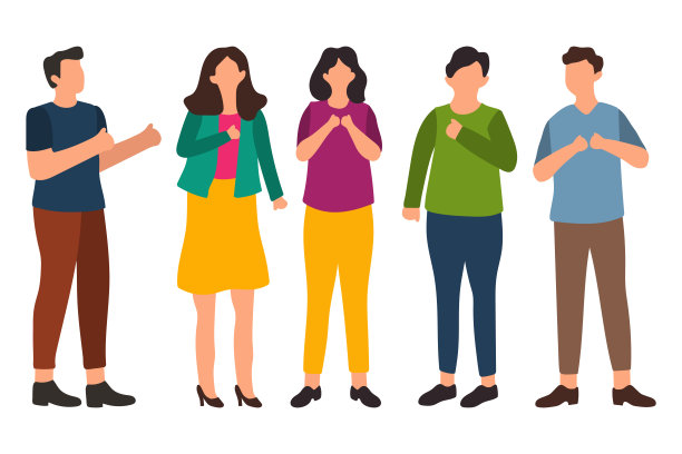一群人站着交谈的插画图片下载