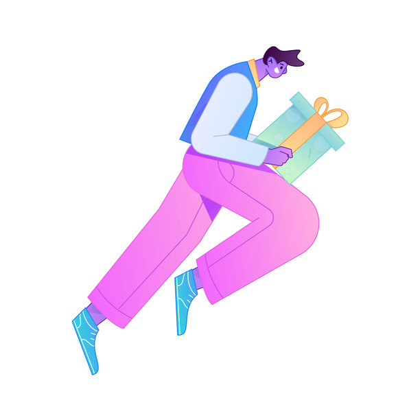 专业素描插画，描绘一个人体运动的姿势，手中握着一枚金币。图片下载