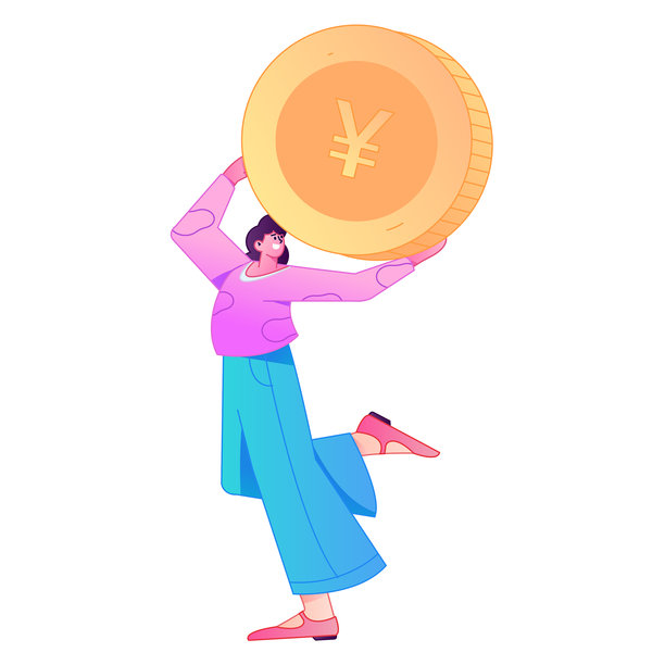 专业素描插画，描绘一个人体运动中的人物，手中握着一枚金币。图片下载