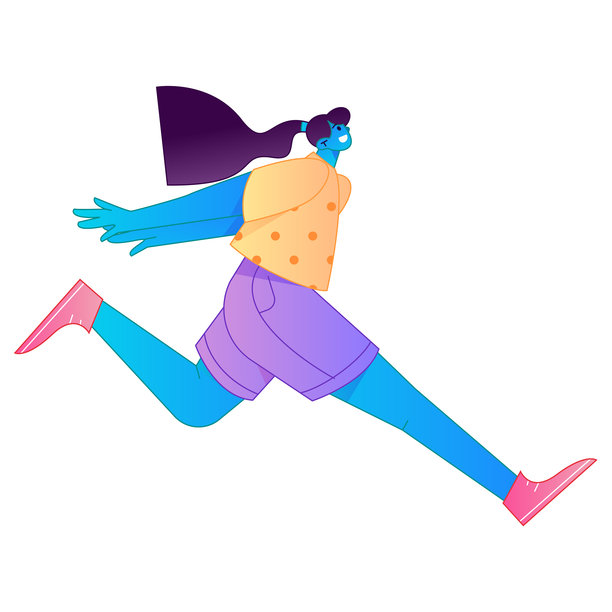 奔跑人物矢量扁平渐变插画图片下载