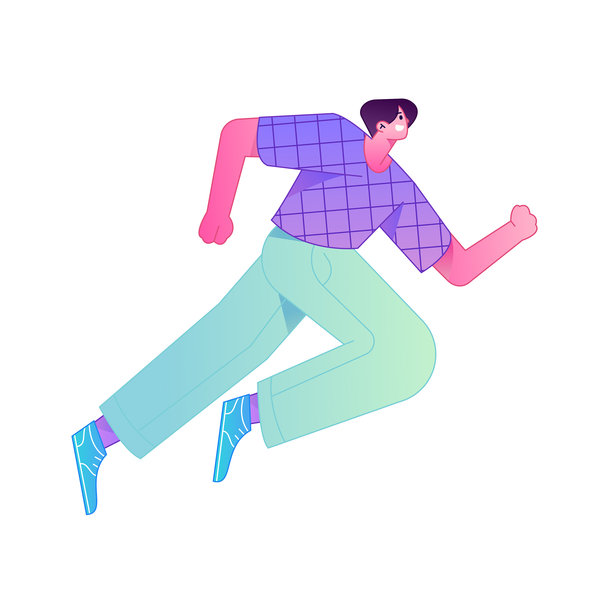 跑步人物矢量渐变插画图片下载