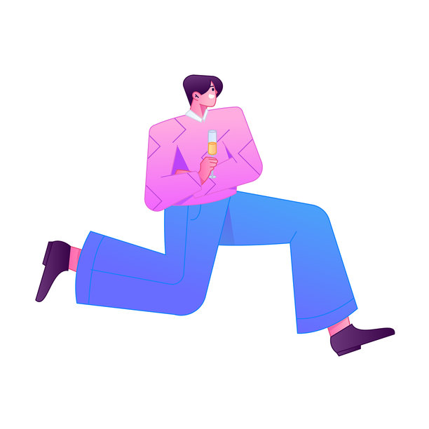 跑步人物矢量渐变插画图片下载