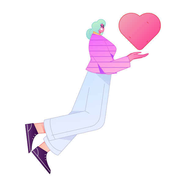 一位人物手捧着关爱之手，象征着分享爱意的浮雕插画。图片下载