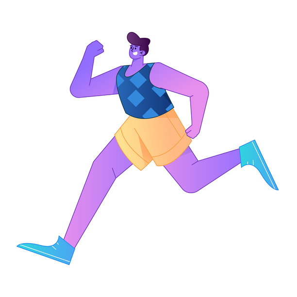跑步人物矢量渐变插画图片下载