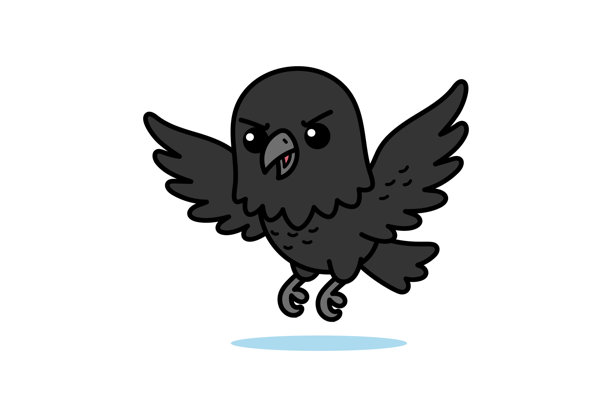 飞翔的乌鸦的卡通插画图片下载