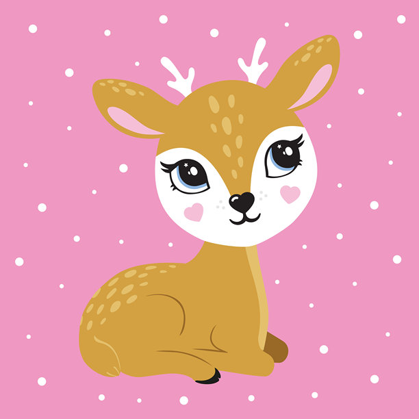 可爱的鹿波西米亚风格肖像。冬季海报、标志、儿童房装饰、T恤设计、印刷品。非常适合贺卡、请柬、印刷设计、婴儿派对、T恤标志。儿童插画。冬季图片下载