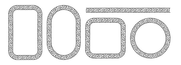 希腊涂鸦边框套装。手绘的罗马圆形、椭圆形和矩形边框。希腊或罗马古代图案边框设计。古代装饰元素。矢量插画，孤立在白色背景上图片下载