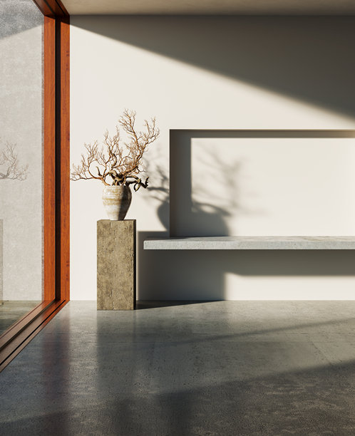 宽敞豪华的现代明亮室内客厅样板图插画 3D渲染图图片下载