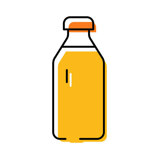 简单的橙色果汁瓶插画图片下载
