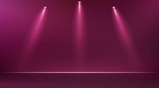 深粉色工作室背景。带灯光效果的空房间，适用于网站产品销售。矢量插画。图片下载