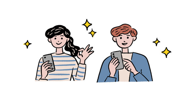 人们对智能手机给出好评 - 商务主题的手绘矢量插画素材。图片下载