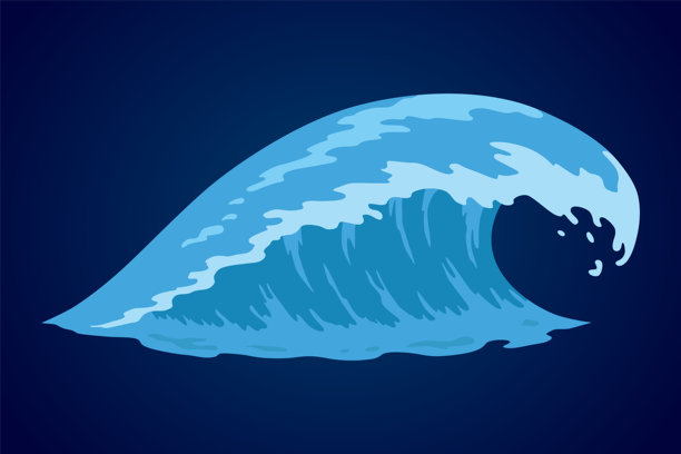 动画水波边框。用于动画和视觉特效的水花。带有水滴或飞溅的海洋波浪。卡通矢量插画图片下载