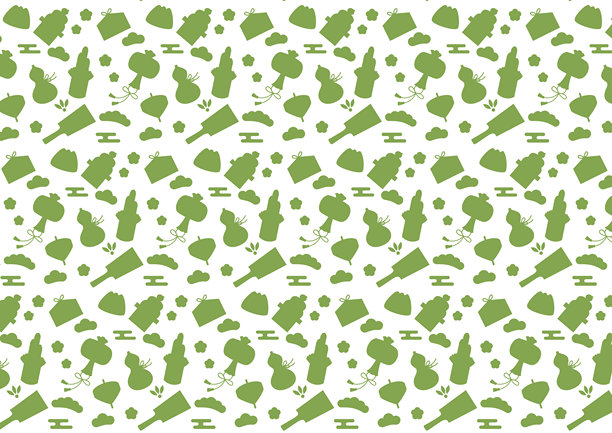 简约新年吉祥物剪影无缝图案素材(绿色)图片下载