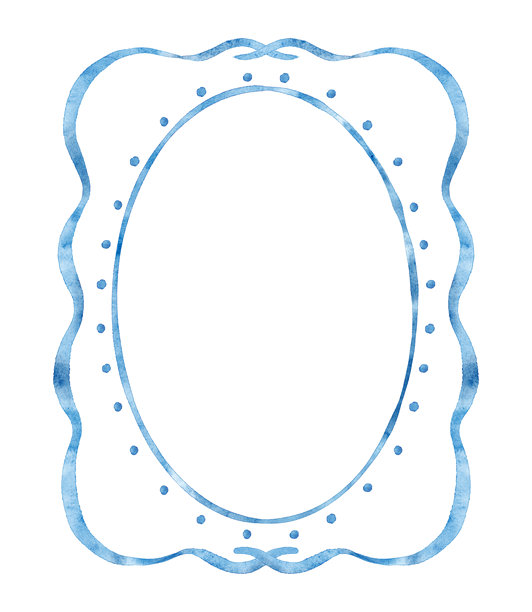 水彩蓝色华丽边框。手绘插画，适用于婴儿送礼会邀请函、婚礼文具和节日贺卡。图片下载