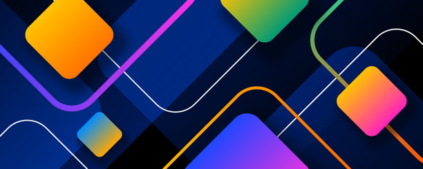 3D多彩抽象背景，深邃空间中的层叠效果，装饰有圆角方形。现代平面设计元素线条风格概念，适用于网页横幅、艺术、传单、卡片或宣传册封面图片下载
