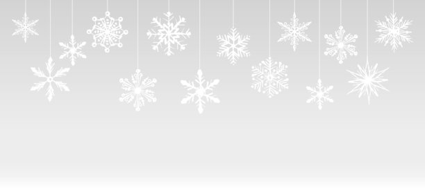 白色雪花全景透明背景卡通插画图片下载