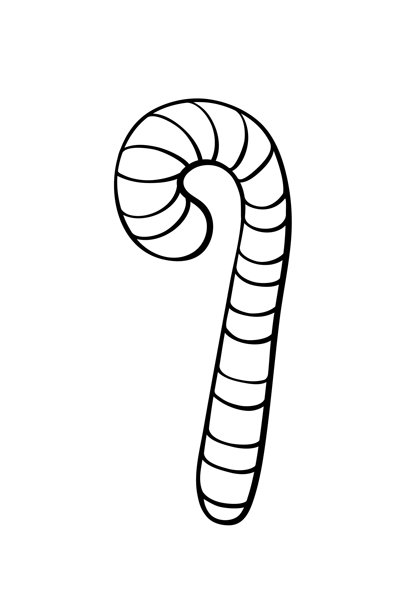 糖果拐杖、棒棒糖的矢量插画，涂鸦风格。手绘黑色轮廓。适用于圣诞设计、新年假期、圣诞快乐、贺卡的简约剪贴画。图片下载