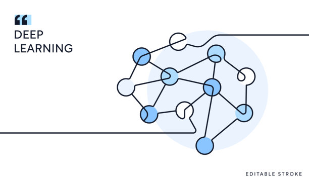 深度学习神经网络结构单线条插画图片下载