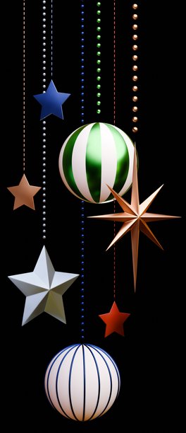 3D发光圣诞装饰品插画图片下载