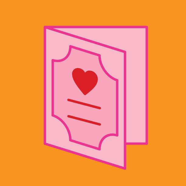 爱与关系概念的橘色背景情人节卡片图片下载