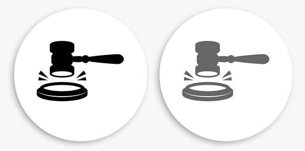 黑白圆形法槌图标图片下载