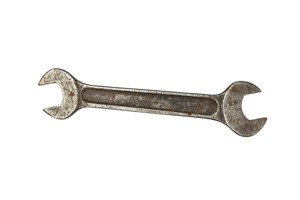 复古双头扳手置于白色背景上 - 复古手工工具图库图片图片下载
