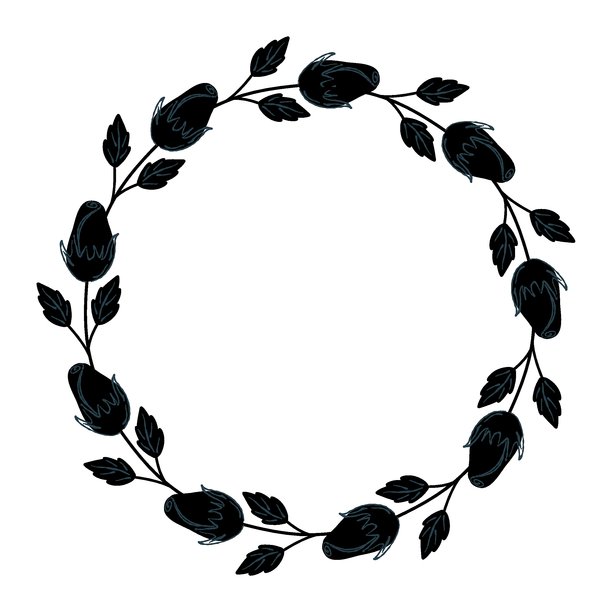天鹅绒玫瑰花环边框。深色花卉花环插画。优雅的玫瑰圆形边框图片下载