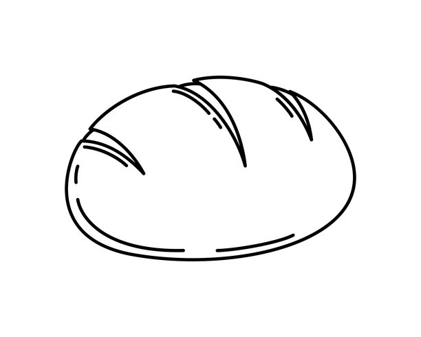 面包，手绘线条，简单的黑白轮廓插画，矢量图图片下载